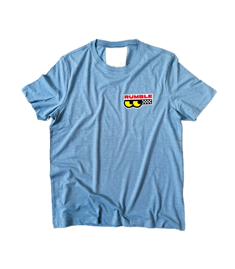 Rumble Goggle Eyes Cool Blue Slub T-Shirt