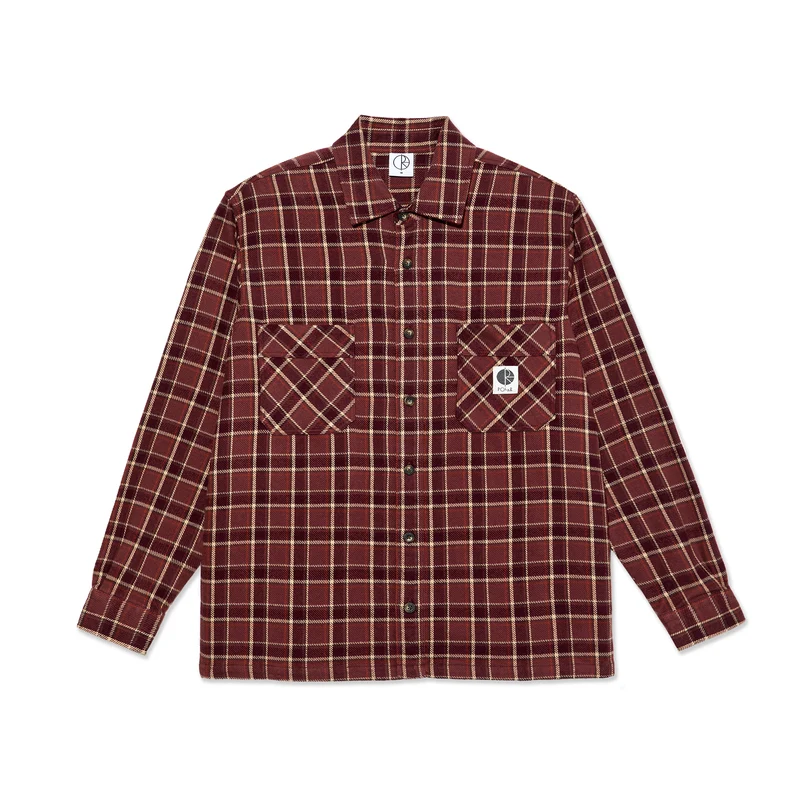 Polar Skate Co Mike LS Shirt Flannel Oxblood Check
