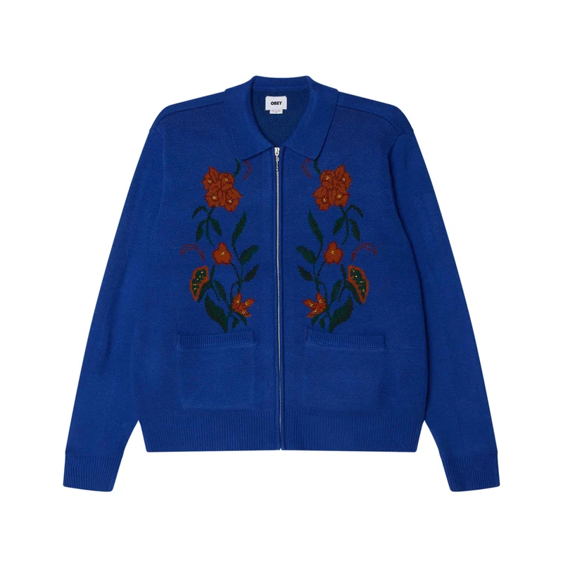 Obey floral zip cardigan