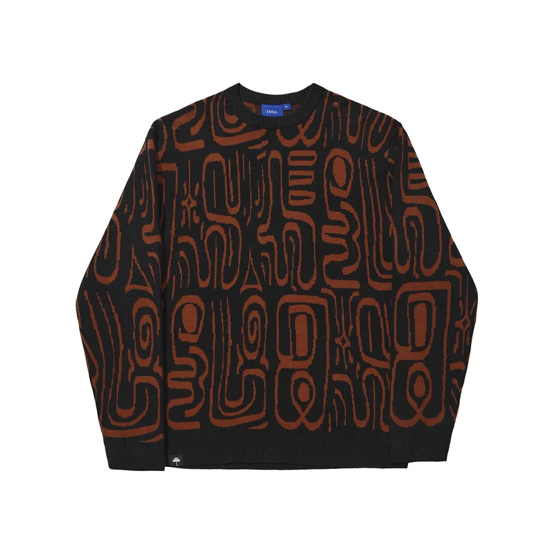 Hélas Caps Abstract Crewneck Knit Black Brown