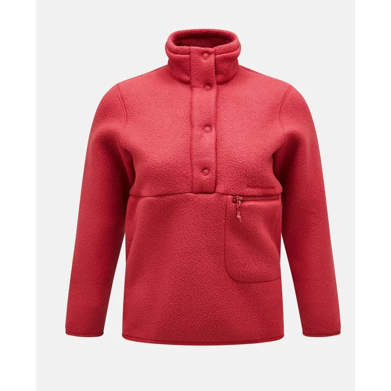 Peak Performance W Fleece Snap T-Neck softer red Damen Pullover