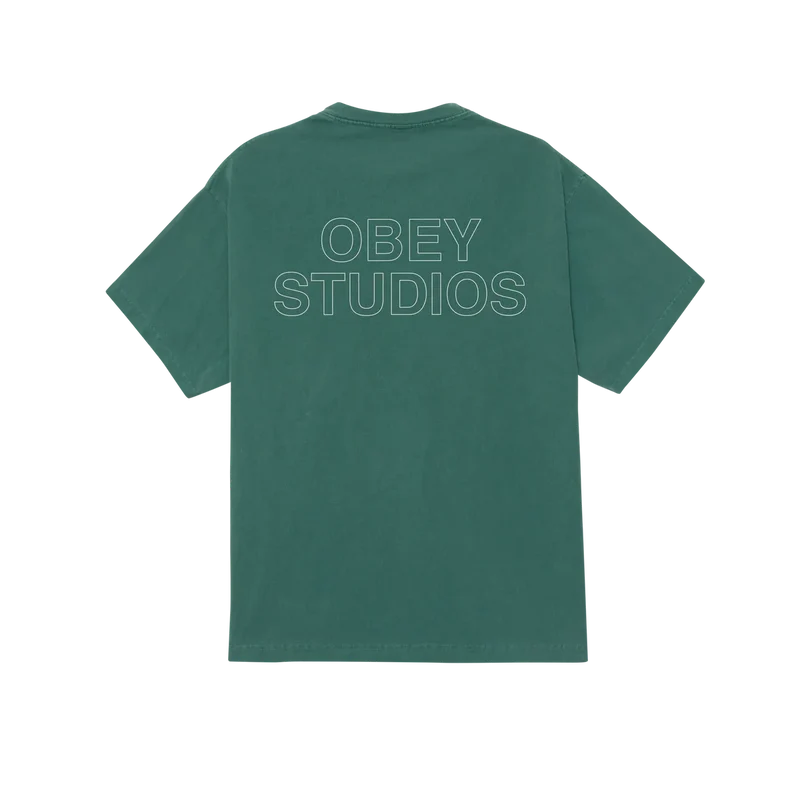 Obey studios outline heavyweight classic tee pigment rainforest