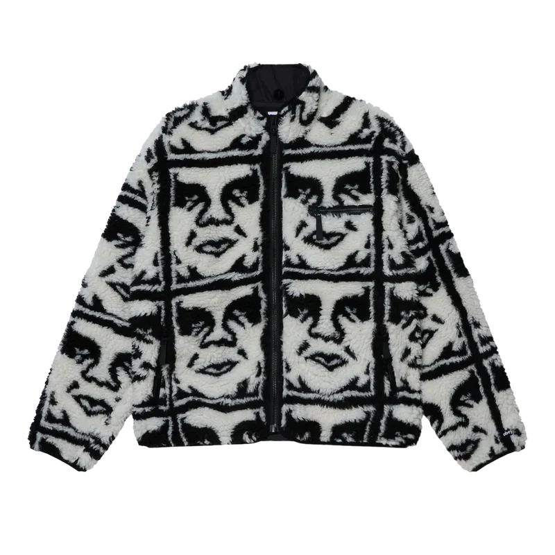 Obey repeated icon sherpa jacket