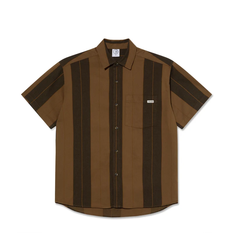 Polar Skate Co Mitchell Shirt Brown Block Stripe