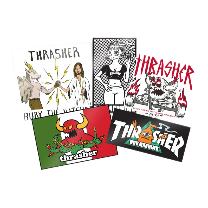 Thrasher x Toy Machine 4 Inch Sticker 5 Pack