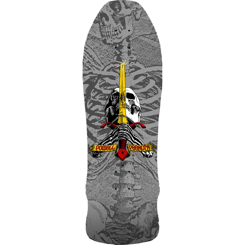 Powell Peralta Geegah Skull & Sword Skateboard Deck Silver Shape 179