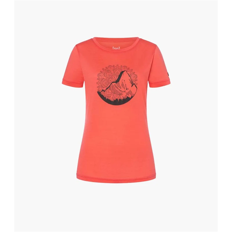 Super.Natural W Mountain Mandala Tee Damen living coral stone grey