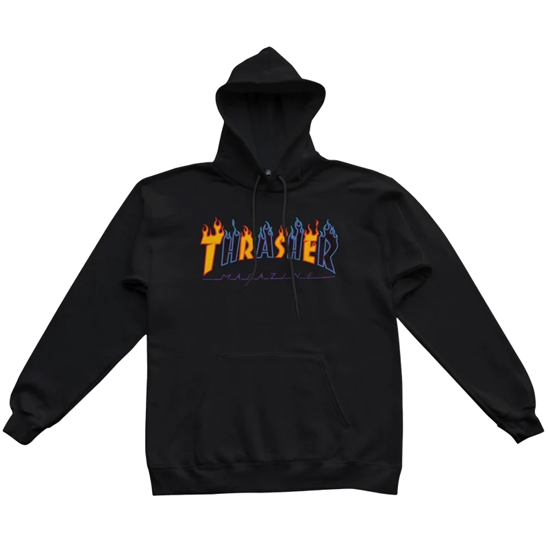 Double Flame Logo Hoodie Black