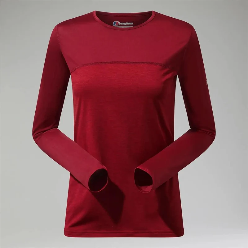 Berghaus Women Voyager Tech Tee Basecrew LS red