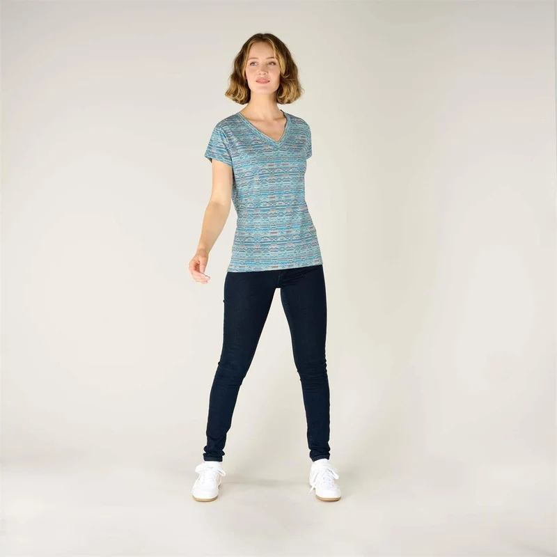Sherpa Neha V-Neck Tee haze leaf