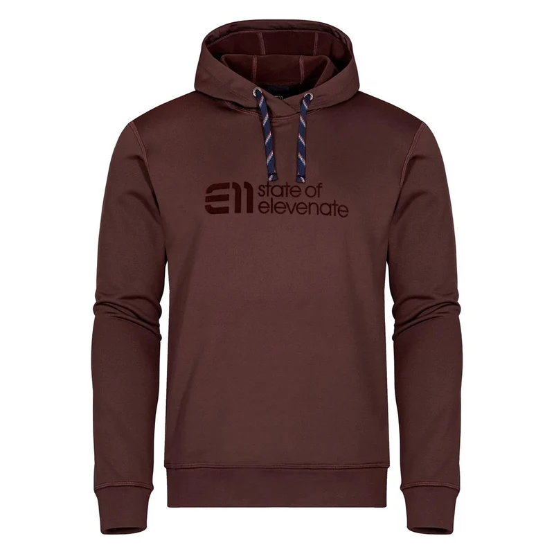 sate of elevenate Logo Hood maroon brown