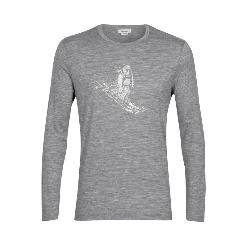 Icebreaker Tech Lite II LS Tee Skiing Yeti gritstone heather Herren Merino Longsleeve