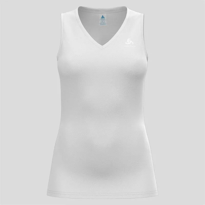 Odlo Active F-Dry Light Eco Top V-Neck Singlet white Funktion Damen Unterhemd