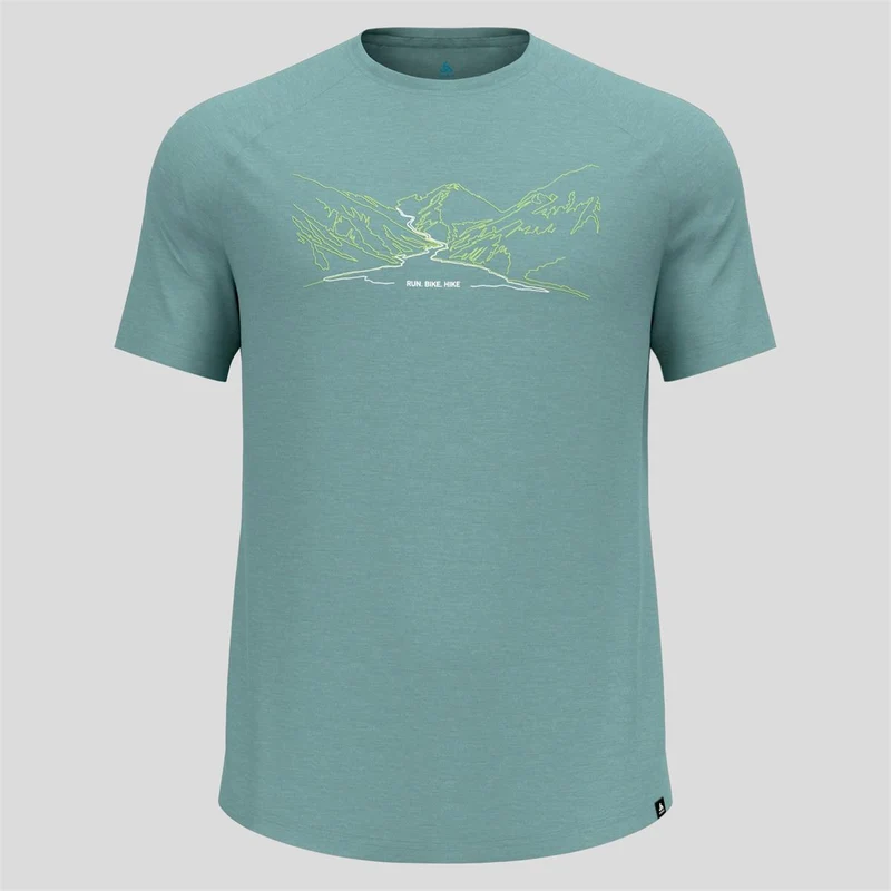 Odlo Ascent Performance Wool 130 T-Shirt mit Run-Bike-Hike-Motiv Herren arctic melange