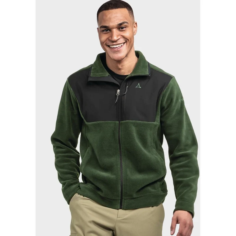 Schöffel Herren Fleece Jacke mit Materialmix & Ziersteppung Gregale Dark Jade