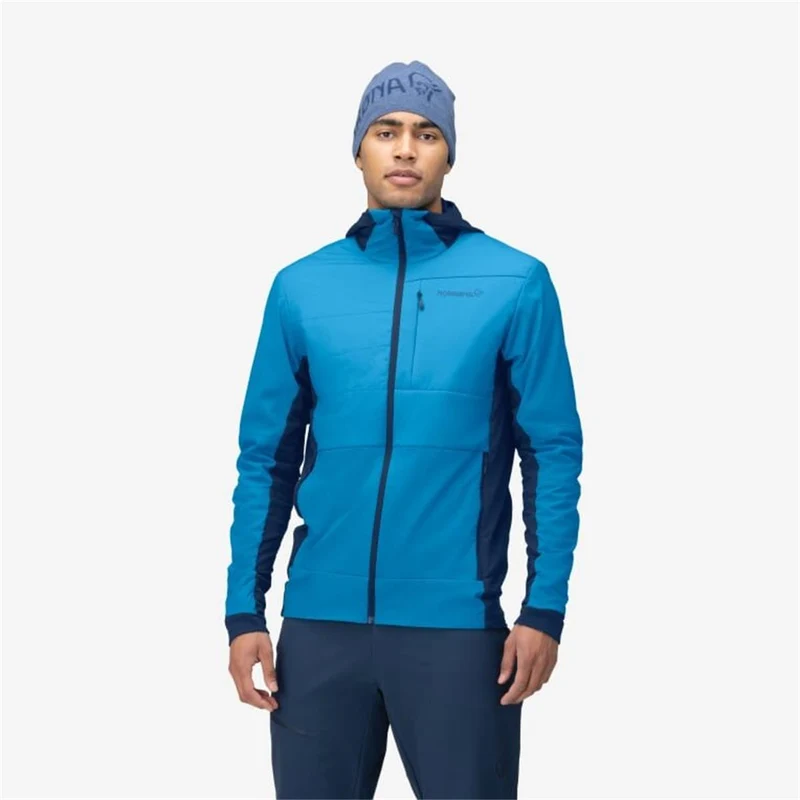 Norrona Herren Powerstretch Falketind Alpha Insulated Zip Hood Jacke Hawaiian Surf/ Indigo Night